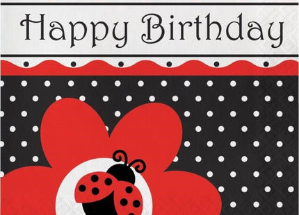Ladybug Fancy Happy Birthday Lunch Napkins - SKU:669019 - UPC:073525977041 - Party Expo