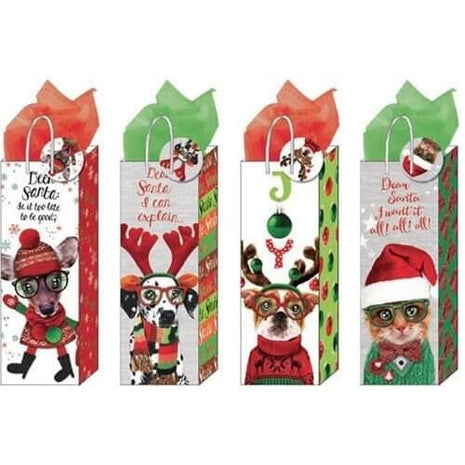 Large Furry Christmas Pals Matte Gift Bag (1 count) - SKU:CM693LD - UPC:677916839651 - Party Expo