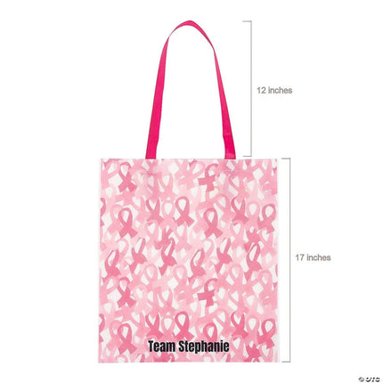 Large Pink Ribbon Tote (1 count) - SKU:3L141743 - UPC:886102314050 - Party Expo
