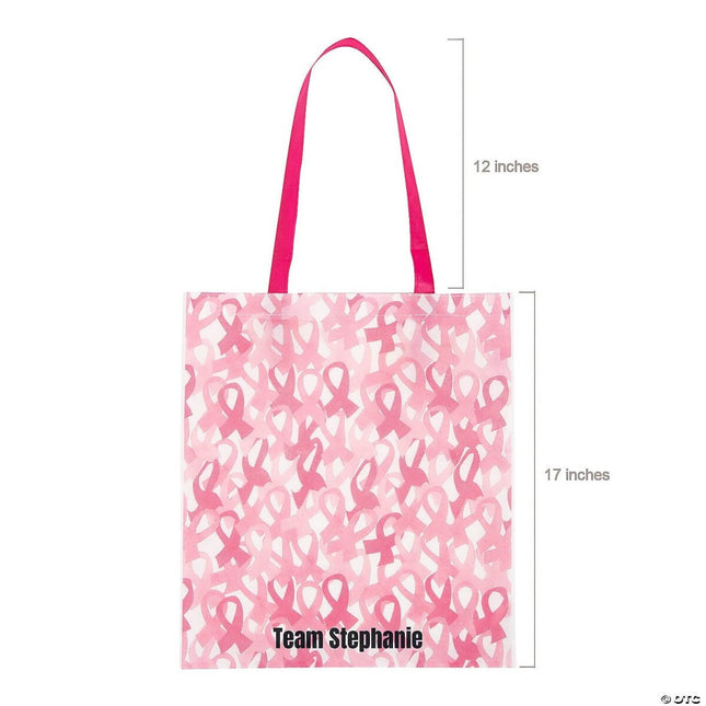 Large Pink Ribbon Tote (1 count) - SKU:3L141743 - UPC:886102314050 - Party Expo