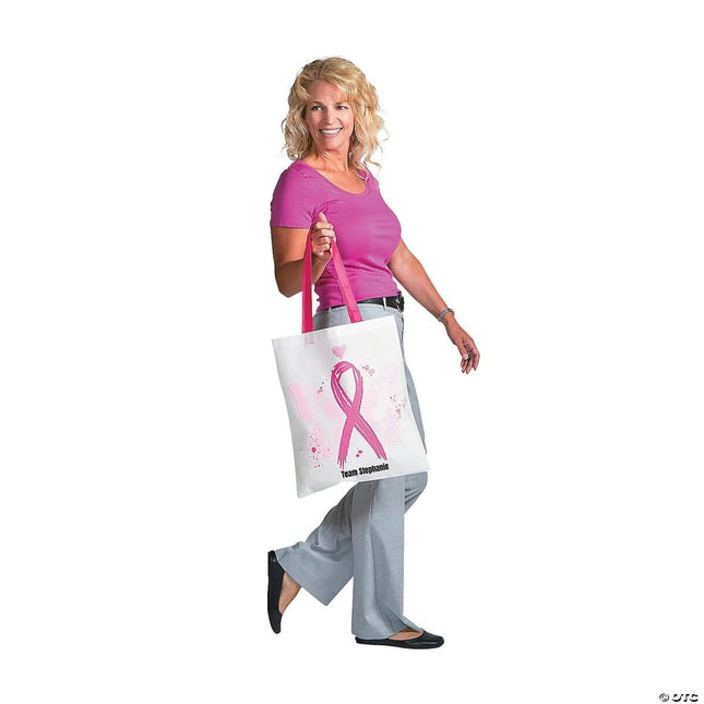 Large Pink Ribbon Tote (1 count) - Party Expo
