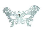 Laser-cut Metal Venetian Mask with White Stones - SKU:M7141W - UPC:831687007217 - Party Expo