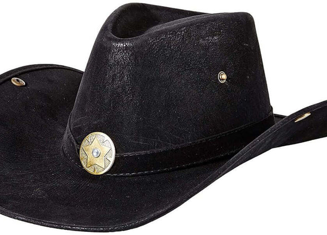 Leatherlike Cowhand Hat - Black - SKU:78-9103BK - UPC:057543811037 - Party Expo
