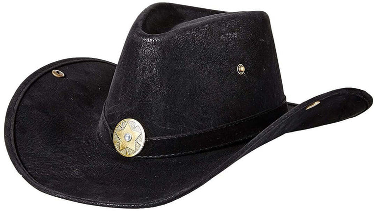 Leatherlike Cowhand Hat - Black - SKU:78-9103BK - UPC:057543811037 - Party Expo