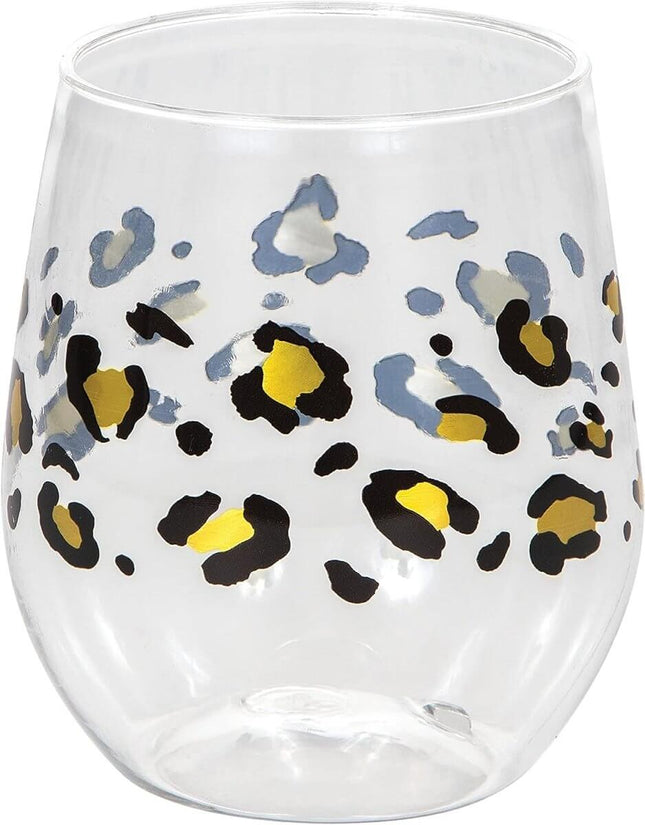 Leopard Plastic Wine Glass - SKU:355787 - UPC:039938861636 - Party Expo