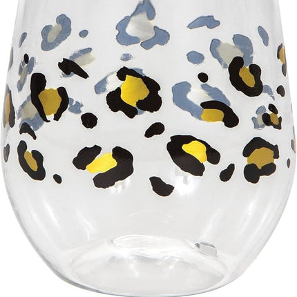 Leopard Plastic Wine Glass - SKU:355787 - UPC:039938861636 - Party Expo