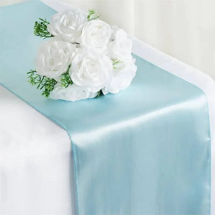 Light Blue Satin Table Runner 12" * 108" - SKU: - UPC:10315300 - Party Expo