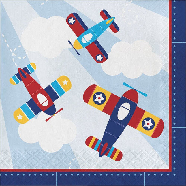 Lil' Flyer Airplane Lunch Napkins - SKU:331508 - UPC:039938500405 - Party Expo