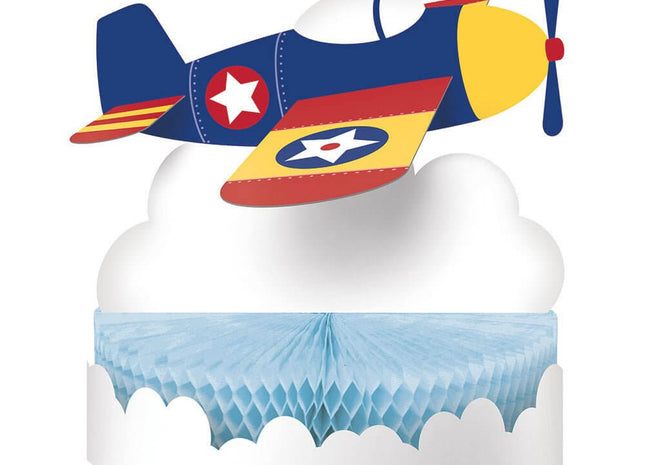 Lil' Flyer Airplane Shape Honeycomb Centerpiece - SKU:332214 - UPC:039938508142 - Party Expo