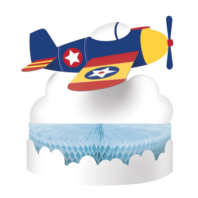 Lil' Flyer Airplane Shape Honeycomb Centerpiece - SKU:332214 - UPC:039938508142 - Party Expo