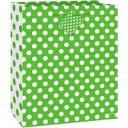 Lime Green Polka Dots Gift Bag - SKU:64421 - UPC:011179644216 - Party Expo