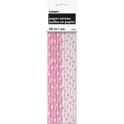 Lovely Pink Dots Paper Straws (10ct) - Party Expo