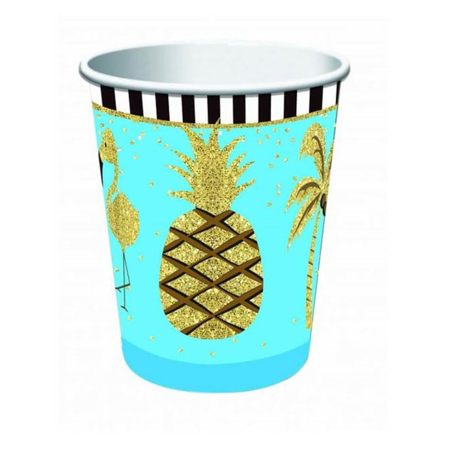 Luau - 9oz Summer Paradise Sparkle Cups (8ct) - SKU:F82851 - UPC:721773828515 - Party Expo