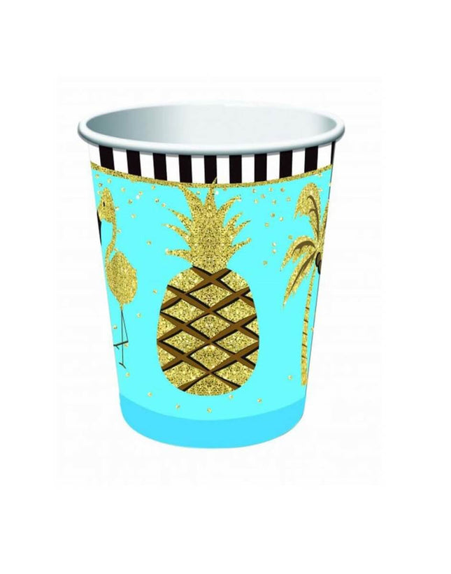 Luau - 9oz Summer Paradise Sparkle Cups (8ct) - SKU:F82851 - UPC:721773828515 - Party Expo