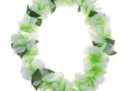 Luau - Green & White Flower Lei - SKU:80154 - UPC:8712364801545 - Party Expo