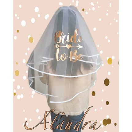 Luxury Bride To Be Printed Veil - SKU:AL- VEIL-BTB - UPC:760497010851 - Party Expo