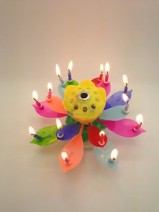 Magic Musical Happy Birthday Flower Candles - Rainbow - SKU: - UPC:094922605498 - Party Expo