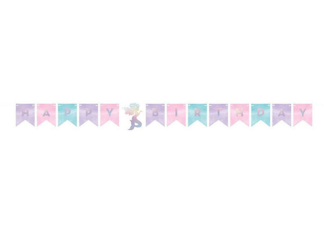Mermaid Shine Iridescent Shaped Happy Birthday Banner withTwine - SKU:336706 - UPC:039938567903 - Party Expo