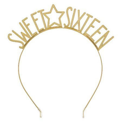 Metal Sweet Sixteen Headband with Star - SKU:3901079 - UPC:192937058510 - Party Expo