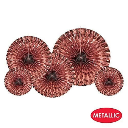 Metallic Foil Hanging Fans - SKU:53927RSEGD - UPC:034689214823 - Party Expo