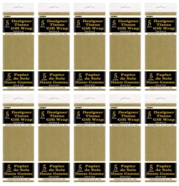 Metallic Gold Tissue Paper (5ct) - SKU:6140 - UPC:011179061402 - Party Expo