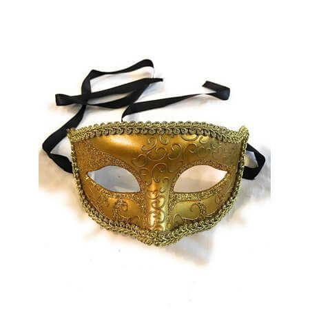 Metallic Mask Male - Gold - SKU:M7344G - UPC:831687021244 - Party Expo
