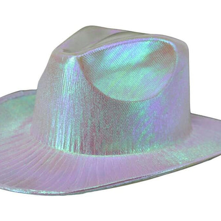 Metallic Opal White Cowboy Hat - SKU:JC537-OPWHT - UPC:847218040585 - Party Expo