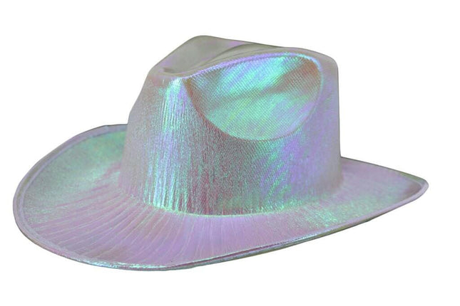 Metallic Opal White Cowboy Hat - SKU:JC537-OPWHT - UPC:847218040585 - Party Expo