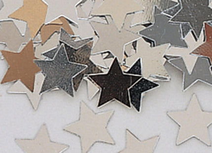 Metallic Plastic Star Confetti - Silver - SKU:021062- - UPC:039938165604 - Party Expo