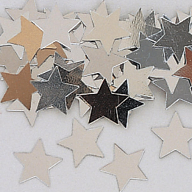 Metallic Plastic Star Confetti - Silver - SKU:021062- - UPC:039938165604 - Party Expo