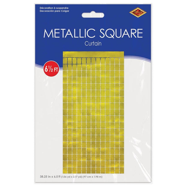 Metallic Square Curtain - Gold - SKU:53946-GD - UPC:034689216056 - Party Expo