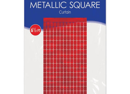 Metallic Square Curtain - Red - SKU:53946-R - UPC:034689203124 - Party Expo