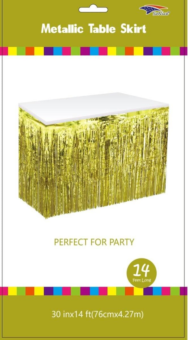 Metallic Table Skirt - Gold - SKU:080216 - UPC:653891075130 - Party Expo
