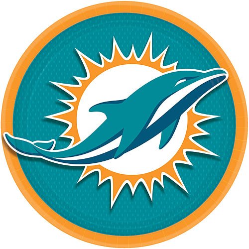 Miami Dolphins - 9" Dinner Plates (8ct) - SKU:551356 - UPC:013051528867 - Party Expo
