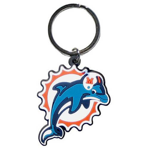Miami Dolphins - Flex Laser Cut Rubber Keychain - SKU:FPK060 - UPC:754603935060 - Party Expo
