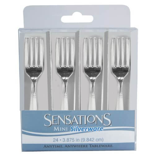 Mini Silver Forks 24ct - SKU:051923- - UPC:039938112288 - Party Expo