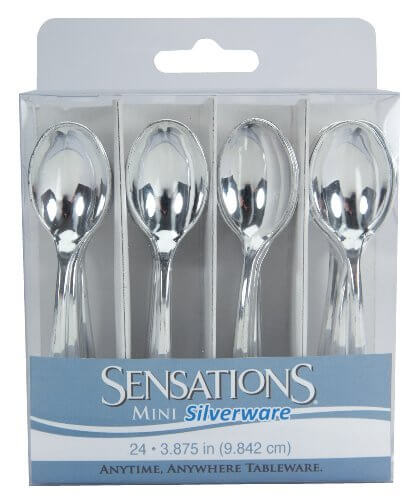 Mini Silver Spoons 24ct - SKU:051924- - UPC:039938112295 - Party Expo