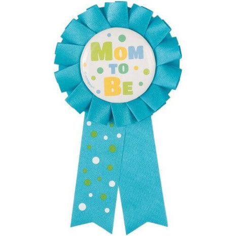 Baby Shower - "Mom to Be" Blue Award Ribbon - SKU:13918 - UPC:011179139187 - Party Expo