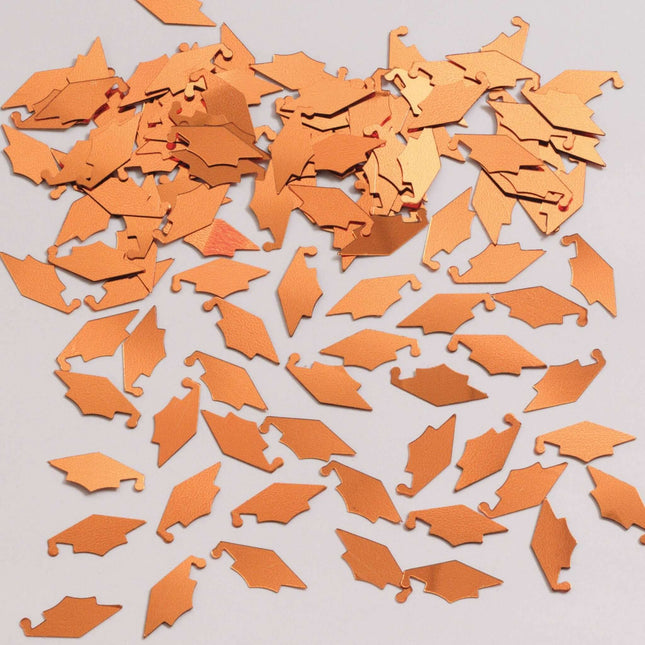 Mortarboards Graduation Confetti - Orange - SKU:024020- - UPC:073525663999 - Party Expo