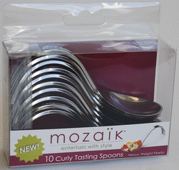 Mozaik Curly Tasting Spoon (10ct) - SKU:62185 - UPC:039982030576 - Party Expo