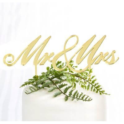 Mr & Mrs - Cake Topper - Gold - SKU:100056 - UPC:013051775919 - Party Expo