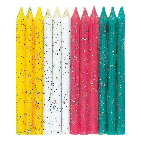 Multicolor Glitter Birthday Candles (12ct) - SKU:1903M - UPC:011179190331 - Party Expo