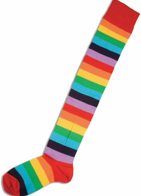 Multicolor Knee High Clown Socks for Adults - SKU:64402 - UPC:721773644023 - Party Expo