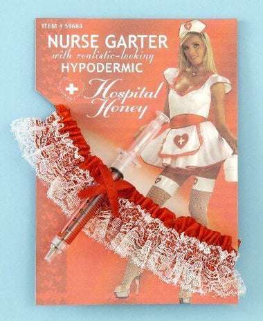 Naughty Nurse Garter with Hypodermic Needle - SKU:59684 - UPC:721773596841 - Party Expo