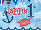 Nautical 1st Birthday Beverage Napkin - SKU:58171 - UPC:011179581719 - Party Expo
