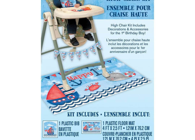 Nautical 1st Birthday High Chair Kit - SKU:58177 - UPC:011179581771 - Party Expo
