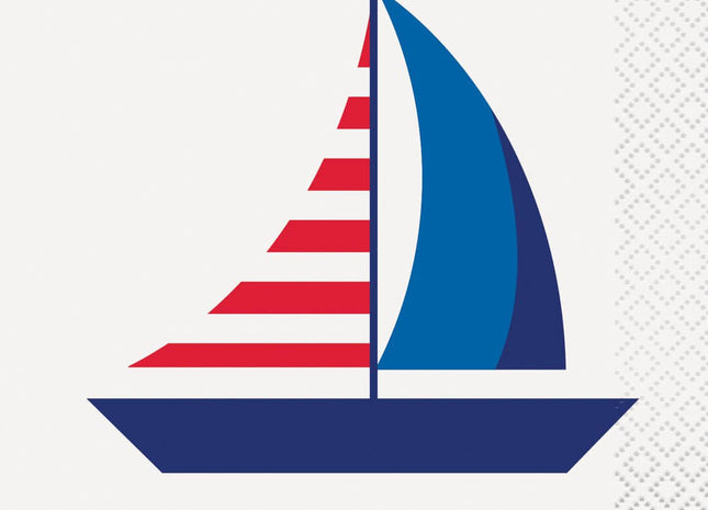 Nautical Sailboat Beverage Napkin - SKU:58661 - UPC:011179586615 - Party Expo