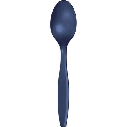 Navy Plastic Spoons - SKU:10603 - UPC:073525186849 - Party Expo
