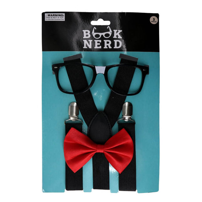 Nerd Kit (Glasses, Suspenders and Bowtie) - SKU:69178 - UPC:847218071336 - Party Expo