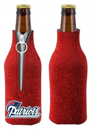 New England Patriots Glitter Zippered Bottle Coolie - SKU:077983000 - UPC:086867555983 - Party Expo